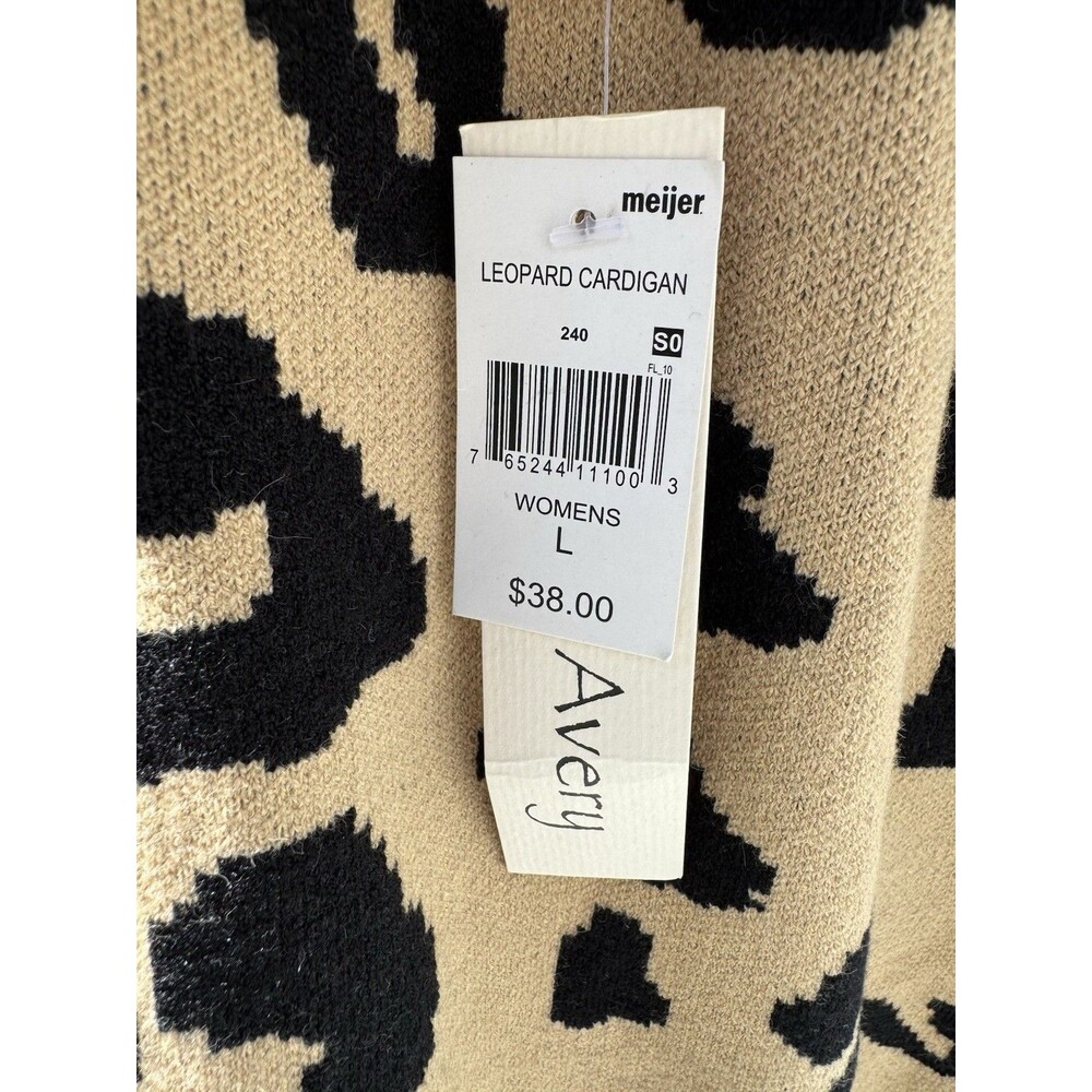 NWT Jack + Avery Leopard Animal Print Caridgan Sweater Womens Large - Picture 6 of 7